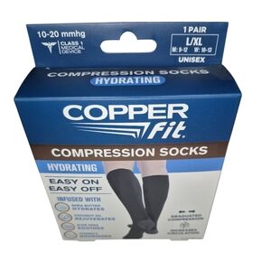 Copper Fit Hydrating Compression Socks - Black - L/XL